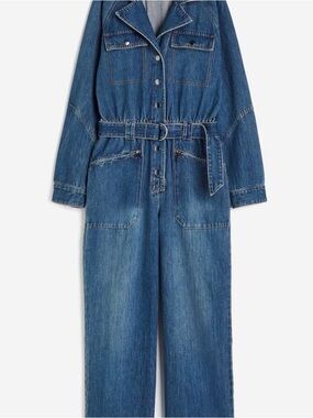 H&M Medium Blue Denim Utility Jumpsuit with Belt